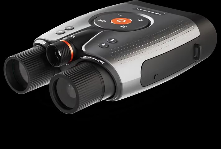 night storm x1 binocular unit on an ink field, black-and-white